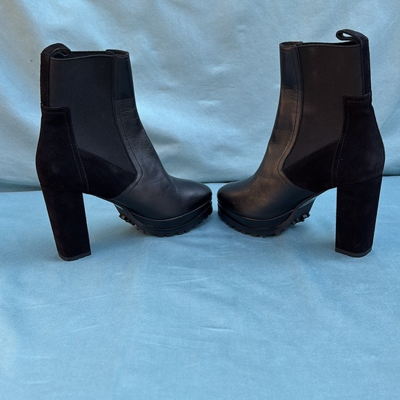 AllSaints Black Sahara Leather / Suede Boot sz 7 /EU 37 NWOT Chelsea bootie moto - Picture 4 of 9
